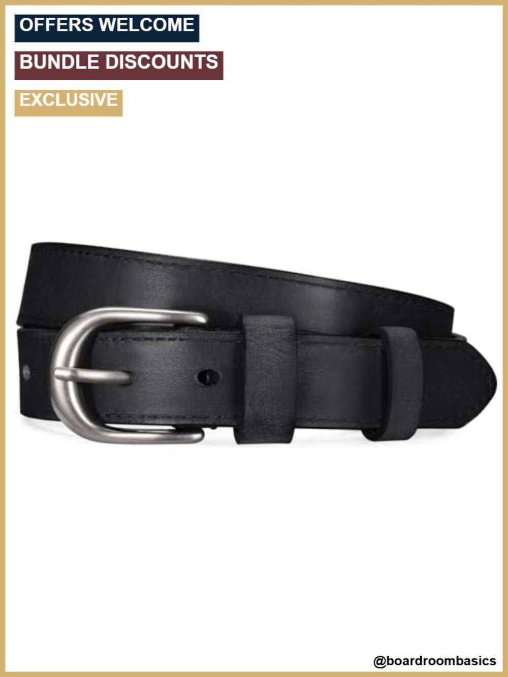 Genuine Leather Belt for Women with Gold Buckle Full Grain Leather Waist Belt